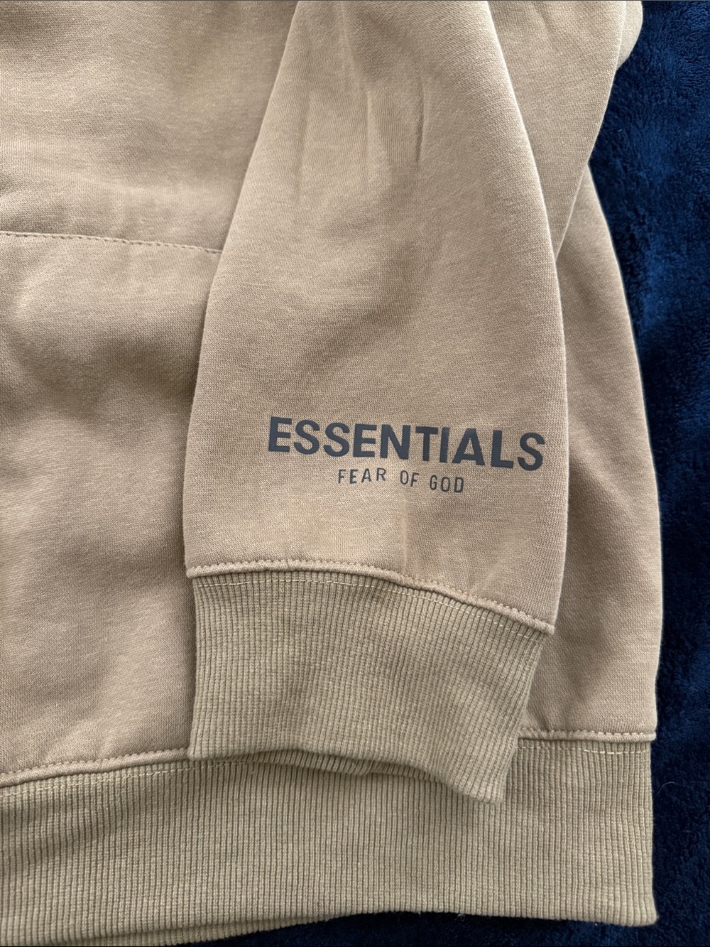 ESSENTIALS Men’s Taupe Logo Pullover Hoodie - Picture 3 of 7